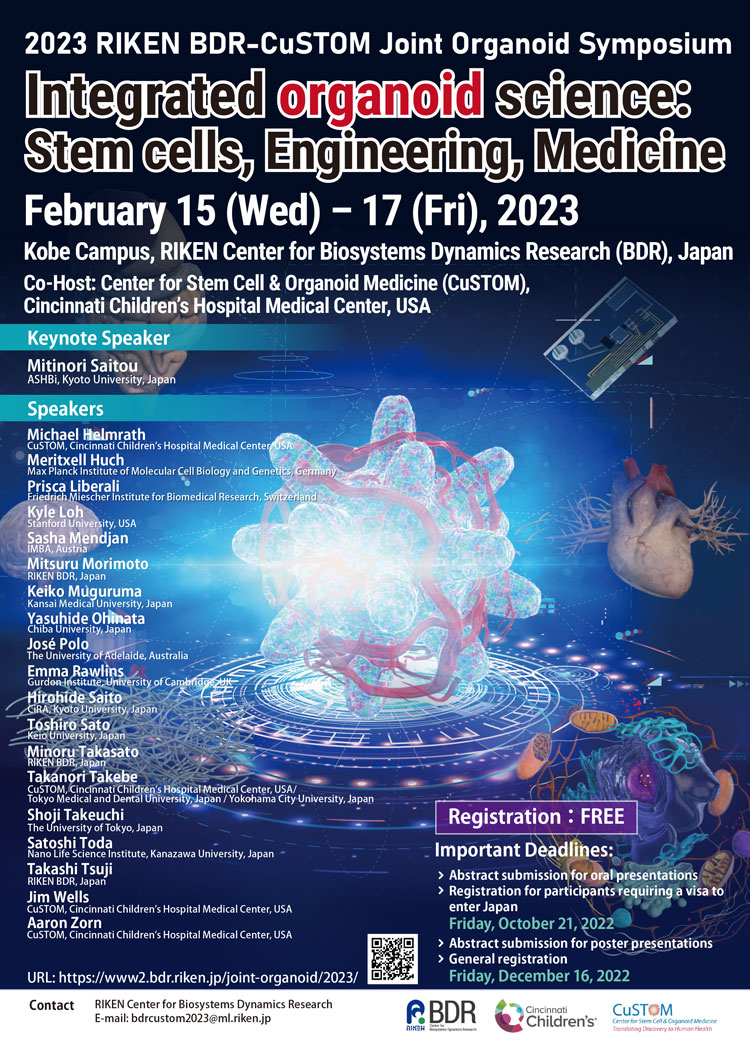 2023 RIKEN BDR-CuSTOM Joint Organoid Symposium「Integrated organoid science: Stem cells, Engineering, Medicine」